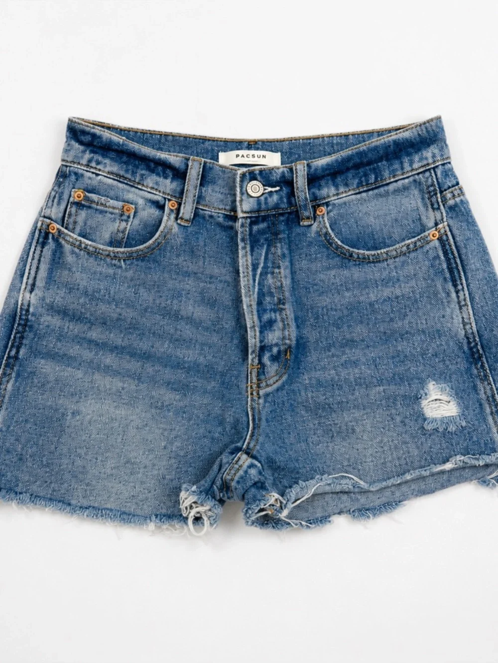 PacSun Distressed Denim Shorts Baggy Jean Medium Wash